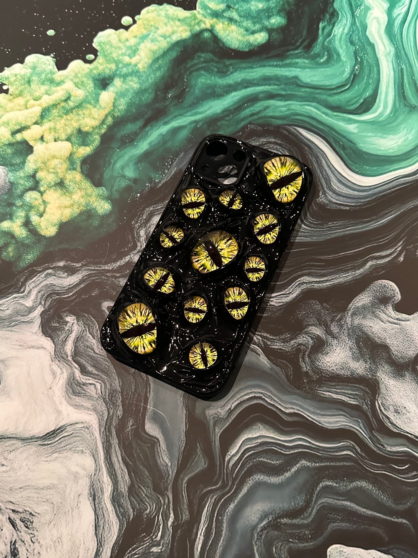 Black Eye Phone Case With Yellow Eyes