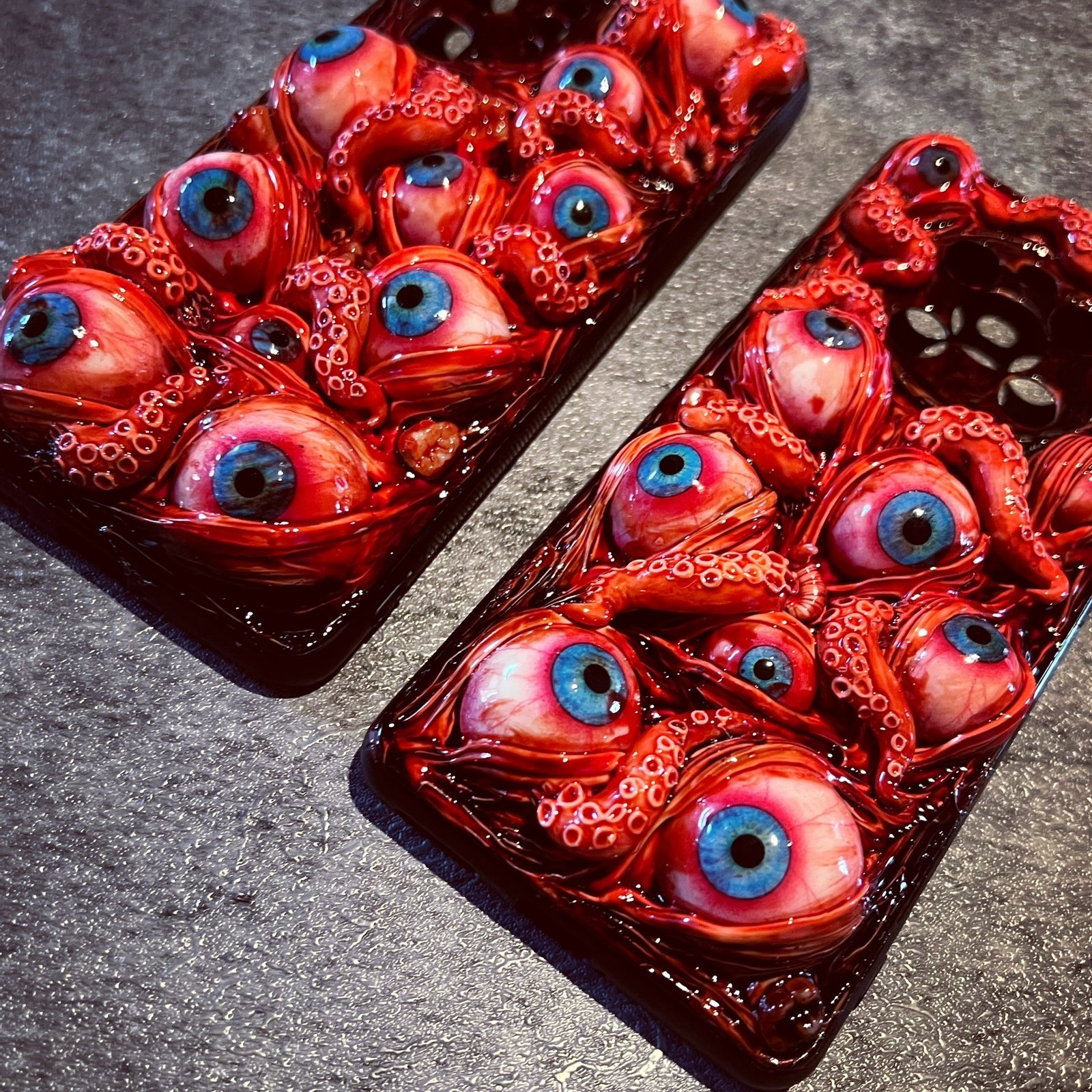 Red Tentacle Phone Case with Blood Eyeballs