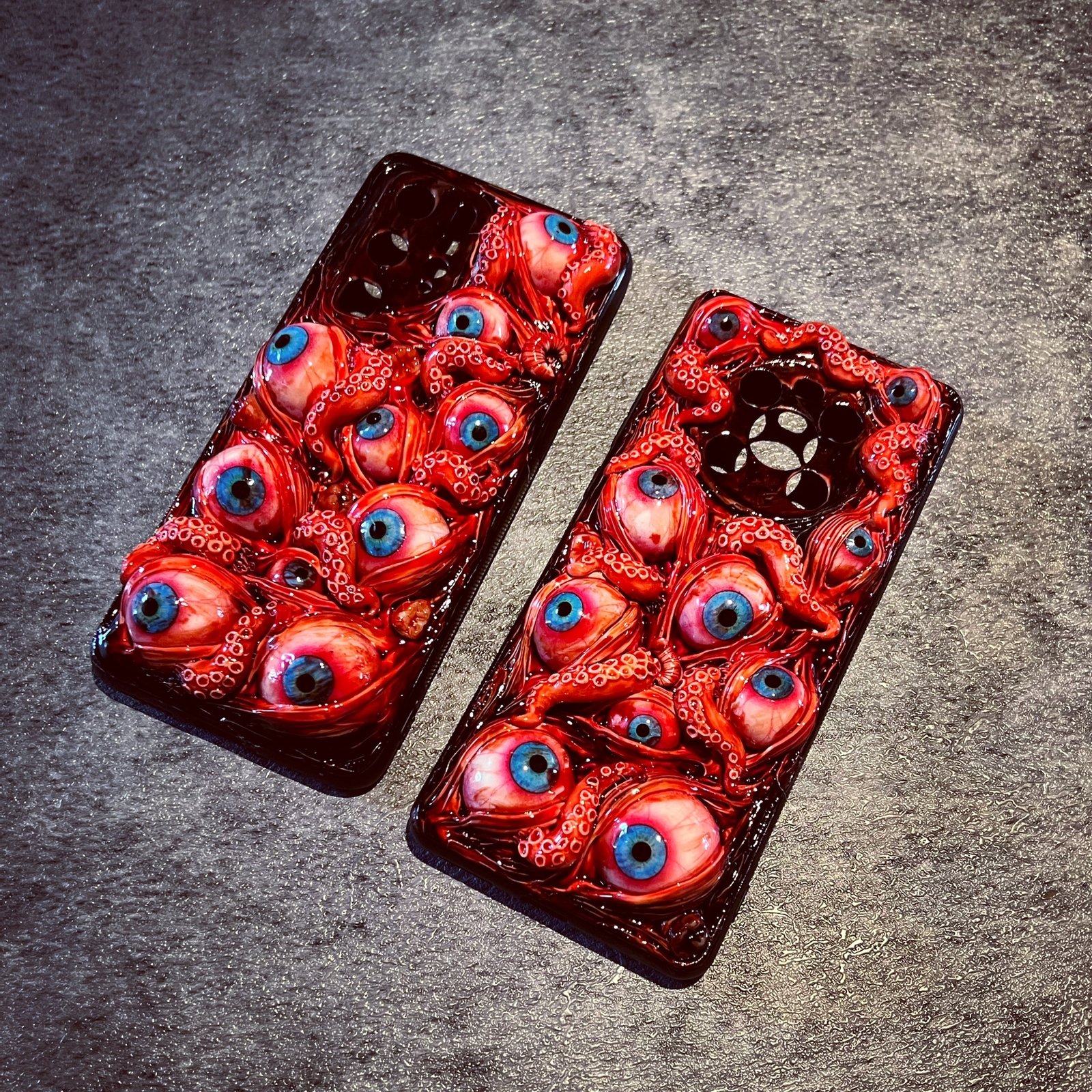 Red Tentacle Phone Case with Blood Eyeballs